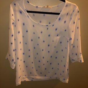 White blouse with blue details